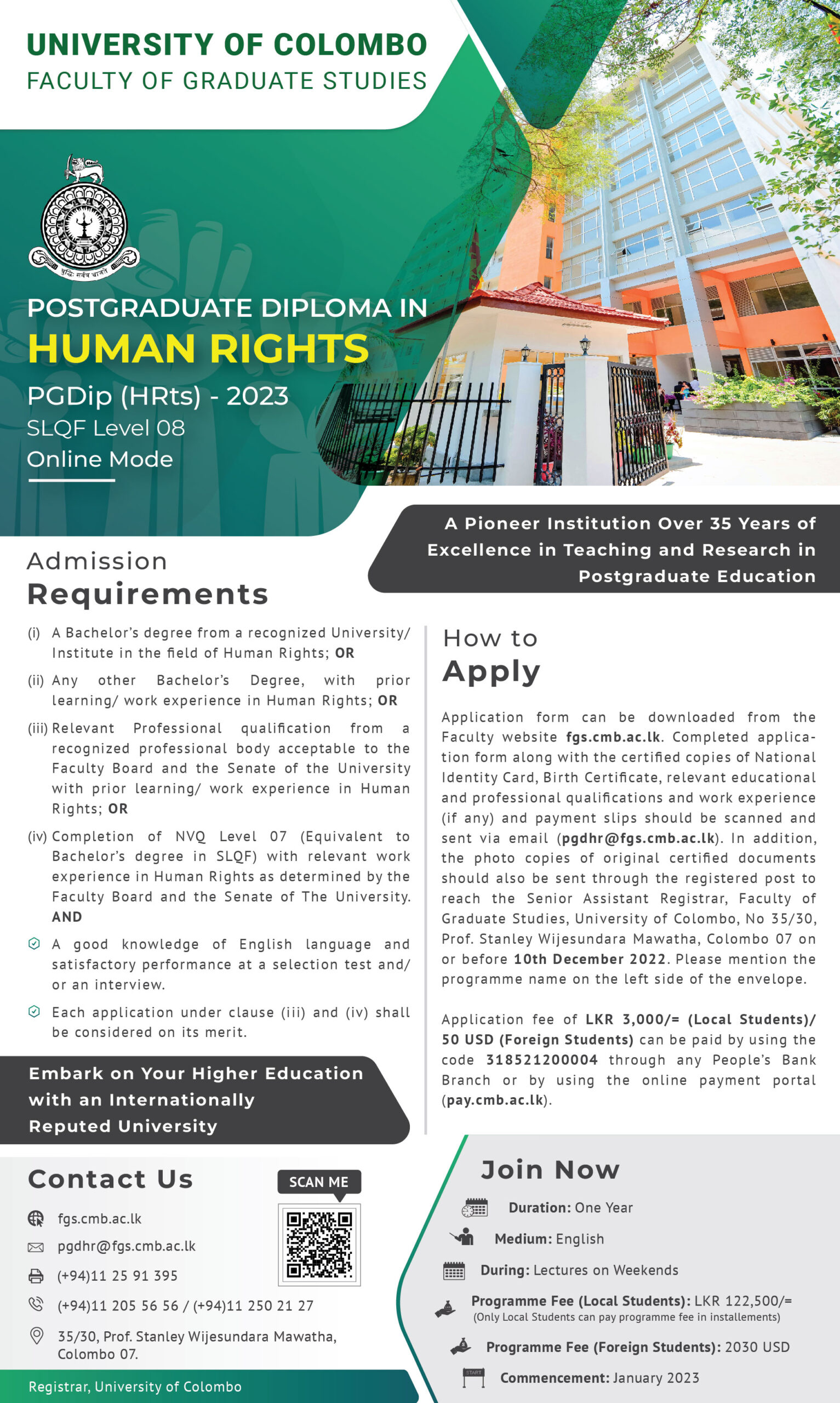 Postgraduate Diploma In Human Rights – PGDip (HRts) 2023 (Online Mode ...